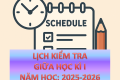Lịch kiểm tra giữa học kì 1, năm học 2025-2026