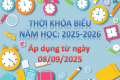 Thời Khóa Biểu Năm Học 2025-2026, Áp dụng từ ngày 08/09/2025